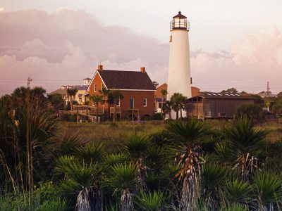 St. George Island lighthouse at dusk